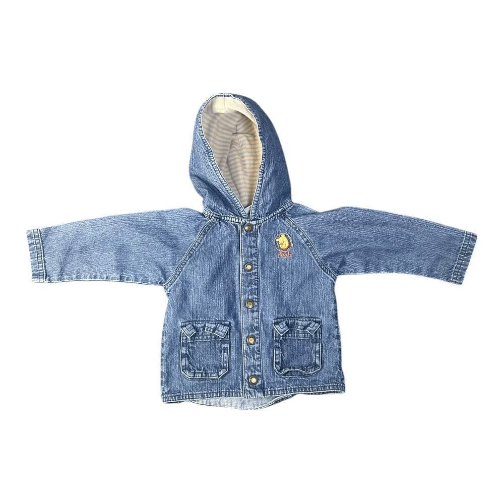 Vintage Disney Baby Hooded Denim Winnie The Pooh & Tigger Embroidered Jacket